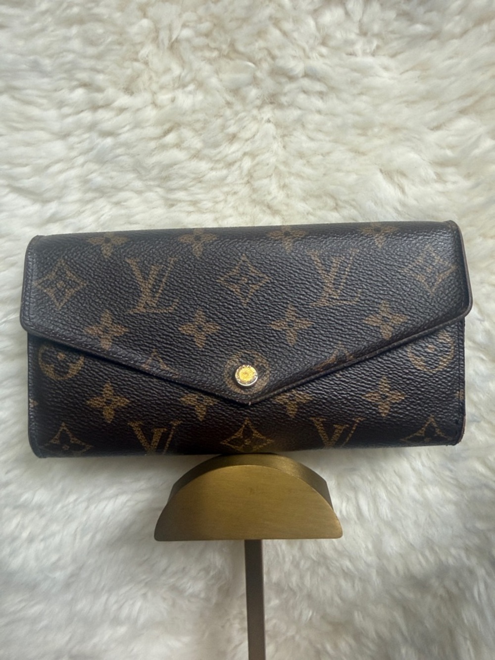 Louis Vuitton Monogram Envelope Wallet - Dark Brown with Gold Snap